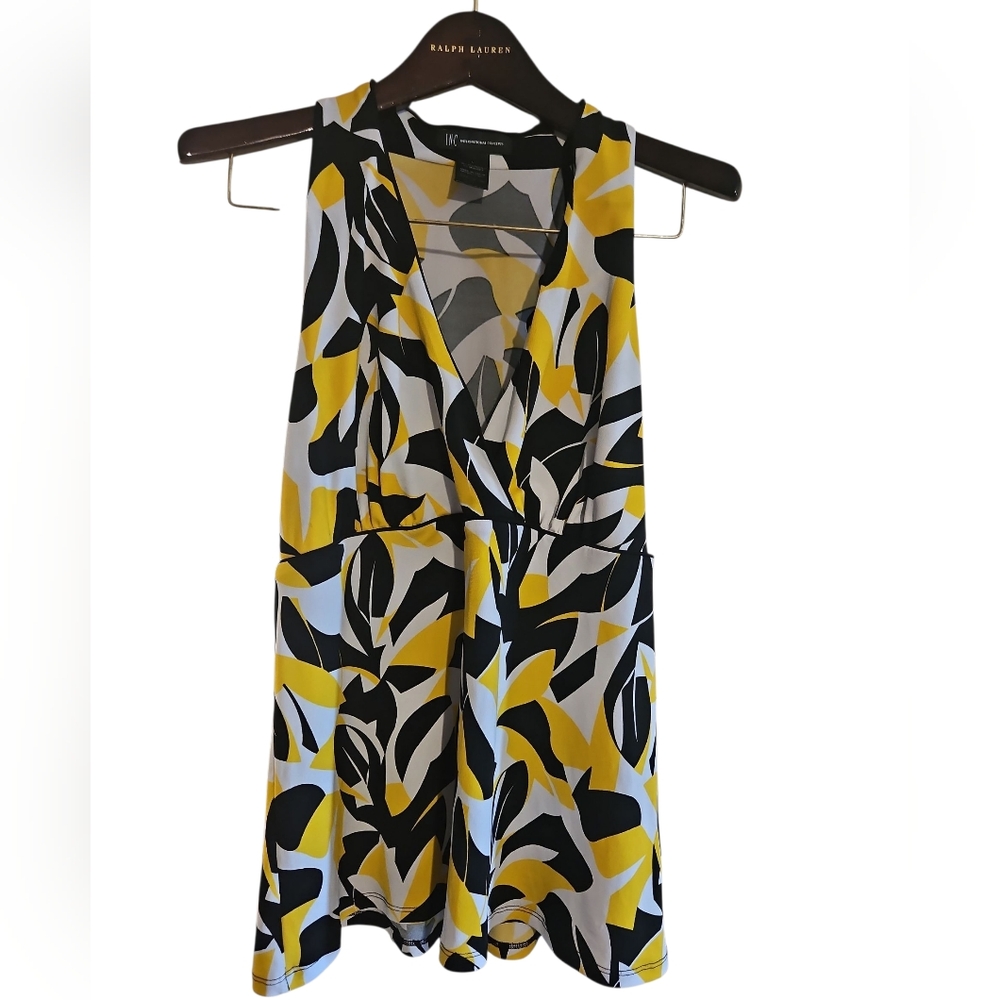 INC International Concepts Yellow and Black Sleeveless Tank Top